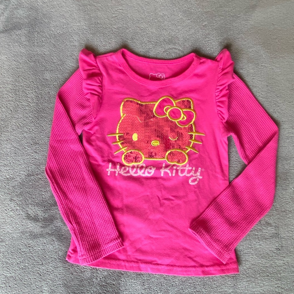 Hello Kitty - kids pink, sequinned long sleeve, shirt. Size 4